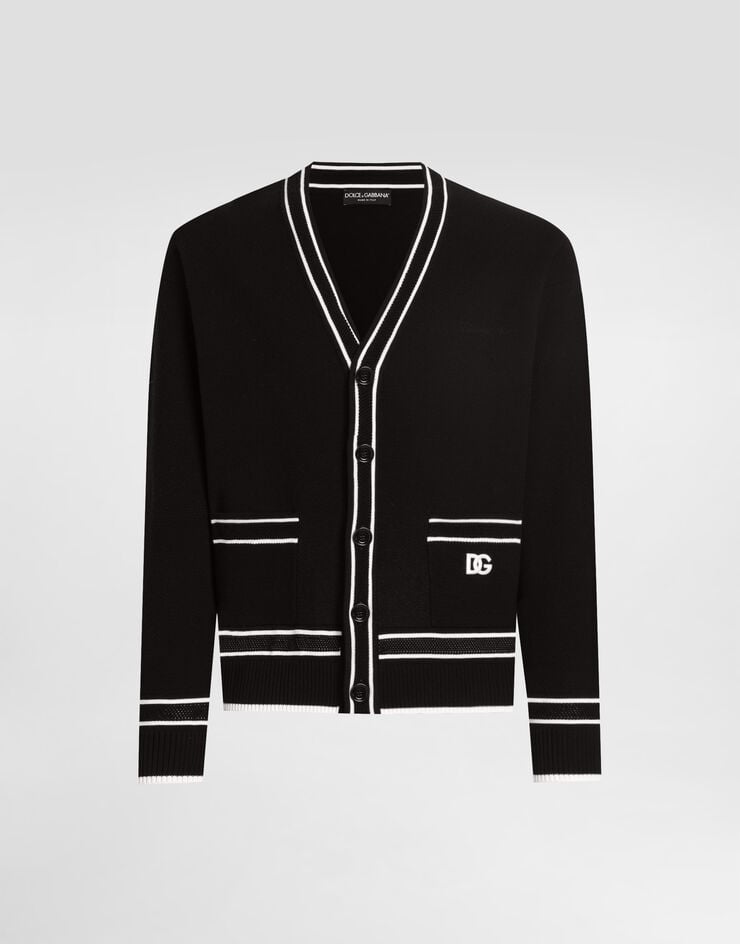 Dolce & Gabbana Oversized cotton piqué cardigan with buttons Black GXV13ZJBCGY