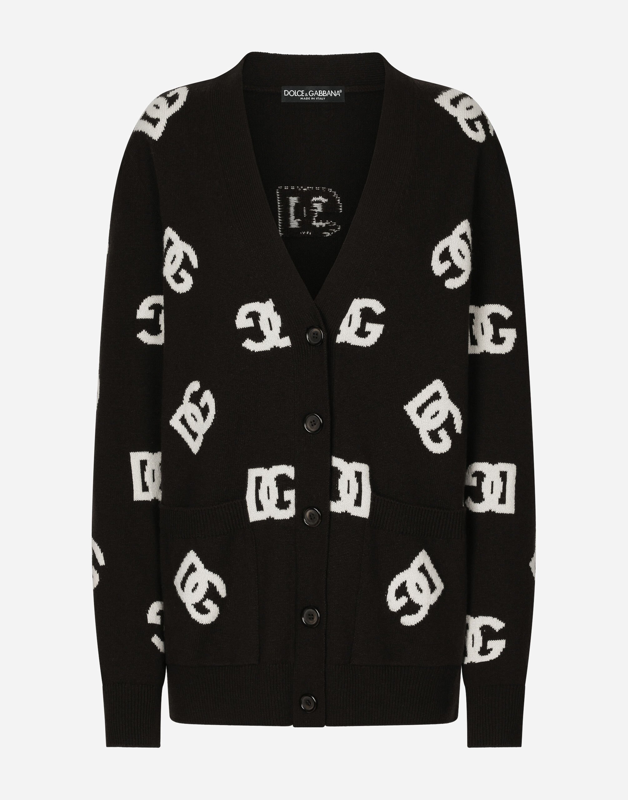 Dolce & Gabbana Wool cardigan with DG inlay Print FXX25TJCVS9