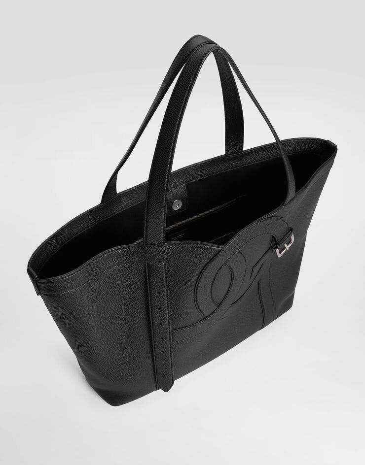 Dolce & Gabbana DG Belt calfskin shopping bag Black BM7951A3X80