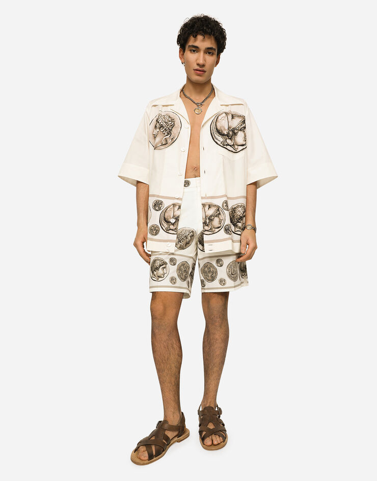 Dolce&Gabbana Coin print poplin Hawaiian shirt White G5LC9TFI5GR