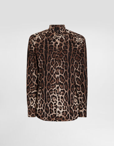 Dolce & Gabbana Cotton shirt with leopard print Print G5MN1THS5E3