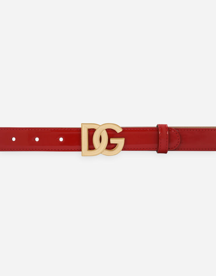 Dolce & Gabbana Polished calfskin belt with DG logo Red BE1447A1037