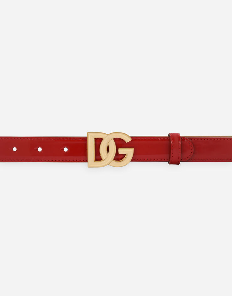 Dolce & Gabbana Cintura in Pelle di Vitello lucida con logo DG Rosso BE1447A1037