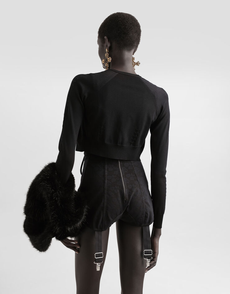 Dolce & Gabbana Cropped viscose cardigan Black FXV88TJAIRM