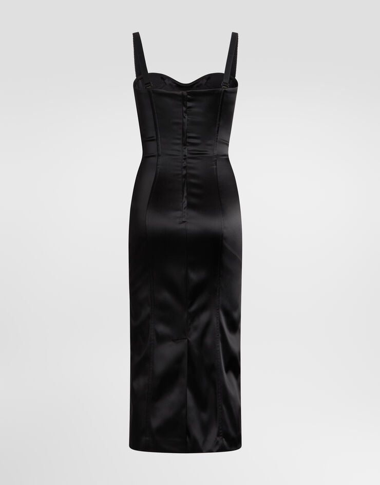 Dolce & Gabbana Satin calf-length corset dress with bra detail Dolce & Gabbana Satin calf-length corset dress with bra detail Black F6DIHTFURAD