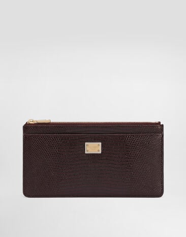 Dolce & Gabbana Iguana-print leather card holder Bordeaux BI1265A1095