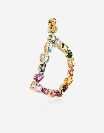 Dolce & Gabbana Charm D Lettering 18kt yellow gold and multicolored gems Gold WANR1GWMIXD