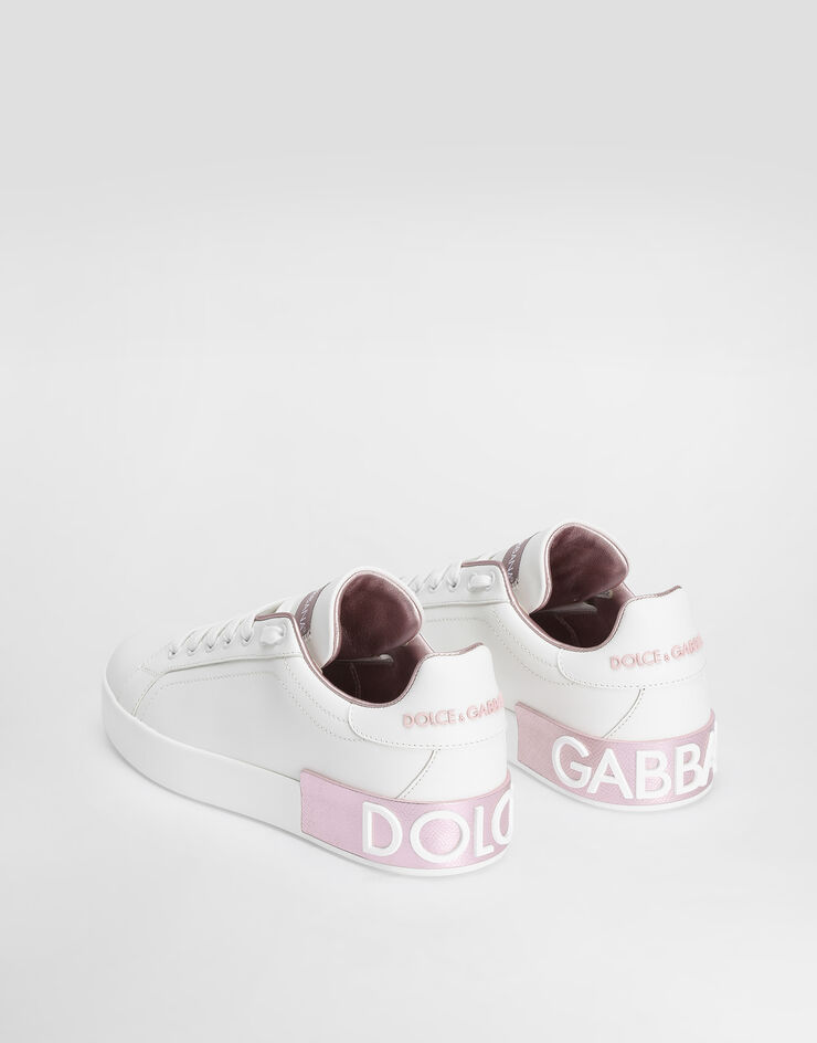 Dolce & Gabbana Sneaker Portofino aus kalbsnappaleder WEIß/ROSA CK1544AX615