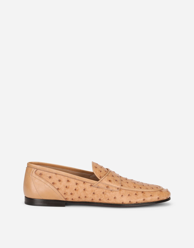 Dolce & Gabbana Ostrich skin slippers Beige A50391A8M91