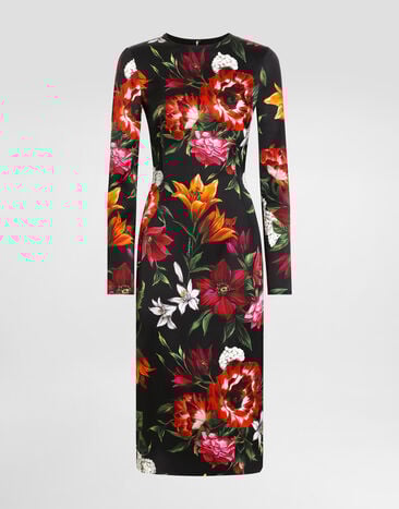 Dolce & Gabbana Vestido de raso con estampado de flores Imprima F6GAVTFSIB2