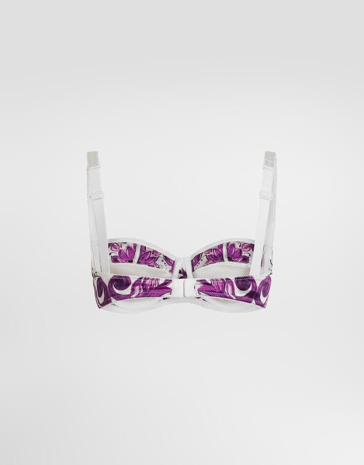 Dolce & Gabbana Soutien-gorge en satin stretch à imprimé majoliques  Multicolor O1A12TON08K