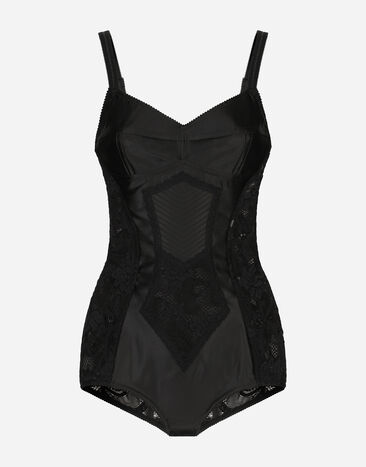 Dolce & Gabbana Corset lace and satin bodysuit Black F7AC8TGDCL9