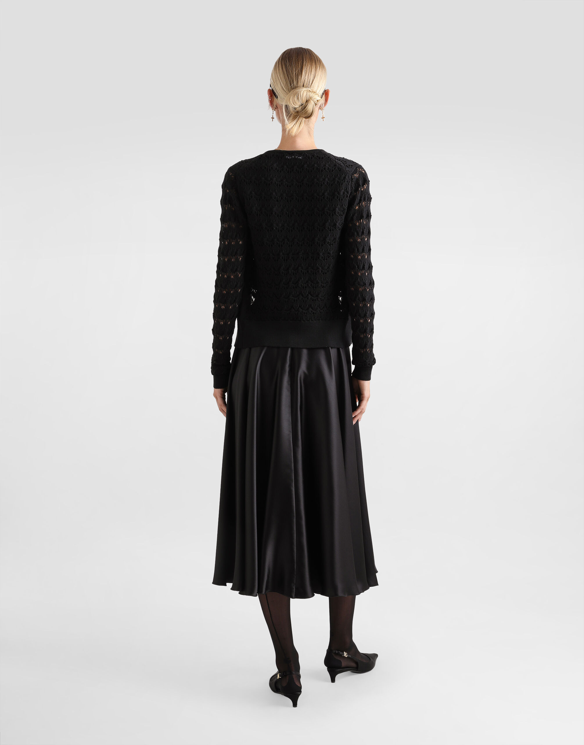 Jupe patineuse noire mi longue discount