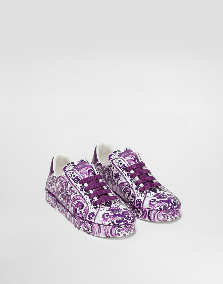 Dolce & Gabbana Majolica-print sneaker in nappa calfskin Multicolor D10951AI396