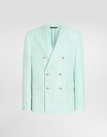 Dolce & Gabbana Sicilia light double-breasted viscose jacket Azure G2QS7TFU8CQ
