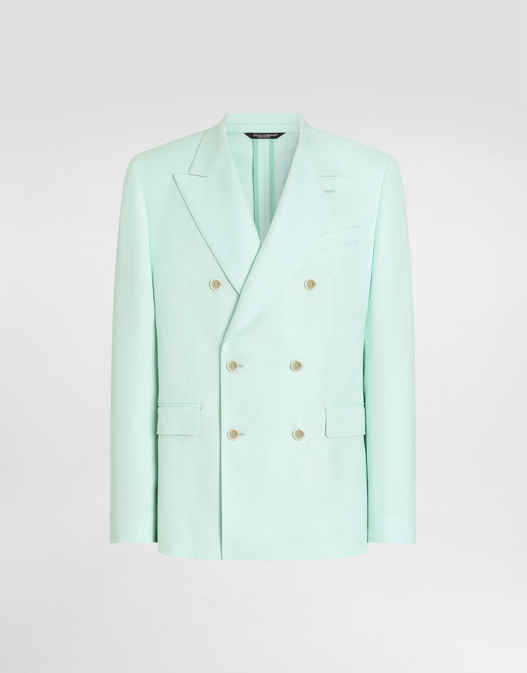 Dolce & Gabbana Sicilia light double-breasted viscose jacket Azure G2QS7TFU8CQ