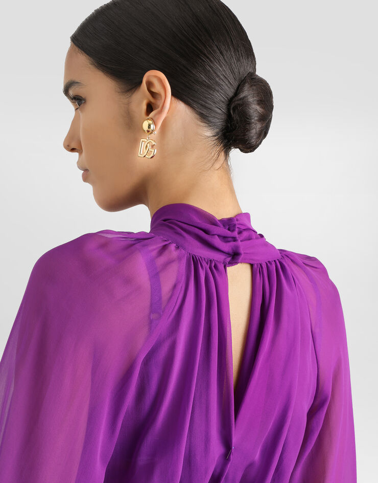 Dolce & Gabbana Chiffon dress with draping Purple F60AXTFU1AT
