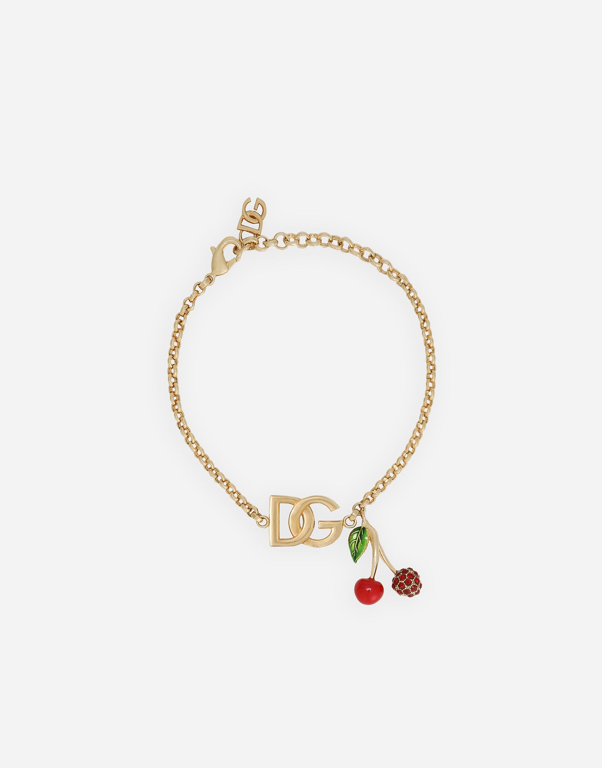 Dolce & Gabbana Armband mit DG-Logo und Kirschen-Charm GOLD WNDS3GWY2N1