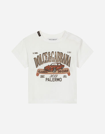 Dolce & Gabbana Jersey T-shirt with DG Palermo logo White L1JTEYG7NYA