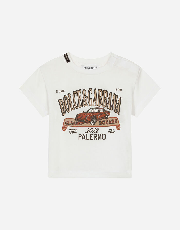 Dolce & Gabbana Jersey T-shirt with DG Palermo logo White L1JTEYG7NYA
