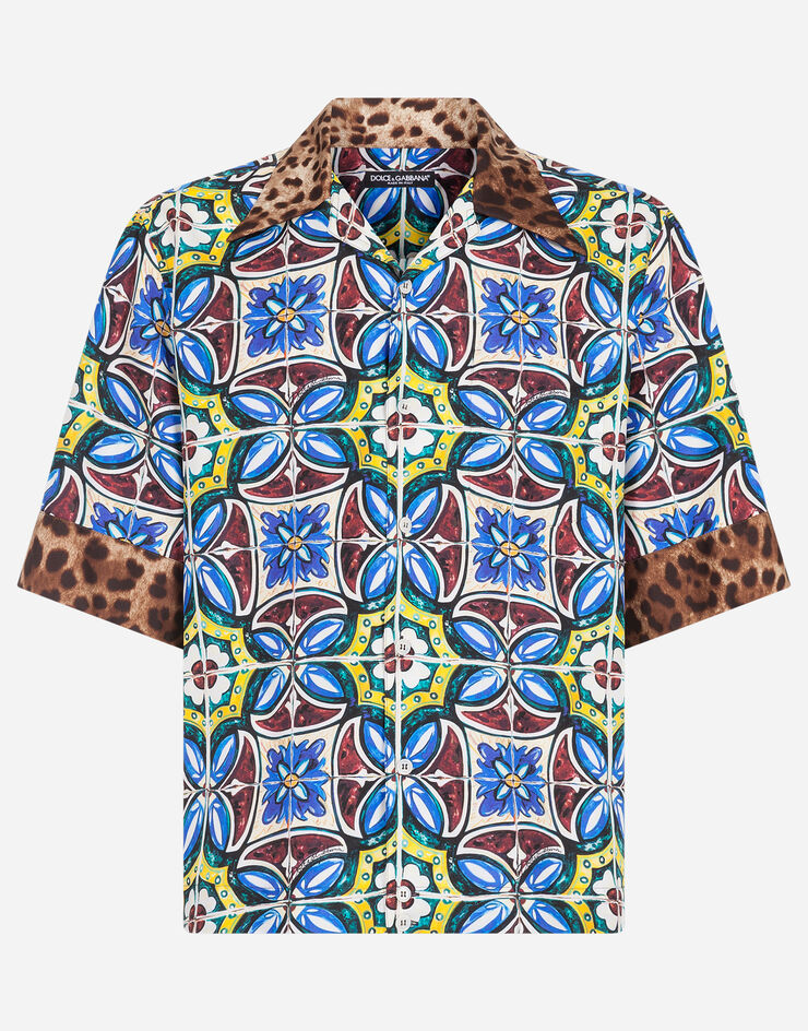 Dolce & Gabbana Hawaii shirt with maiolica and leopard print マジョリカプリント G5HK3TGEN61