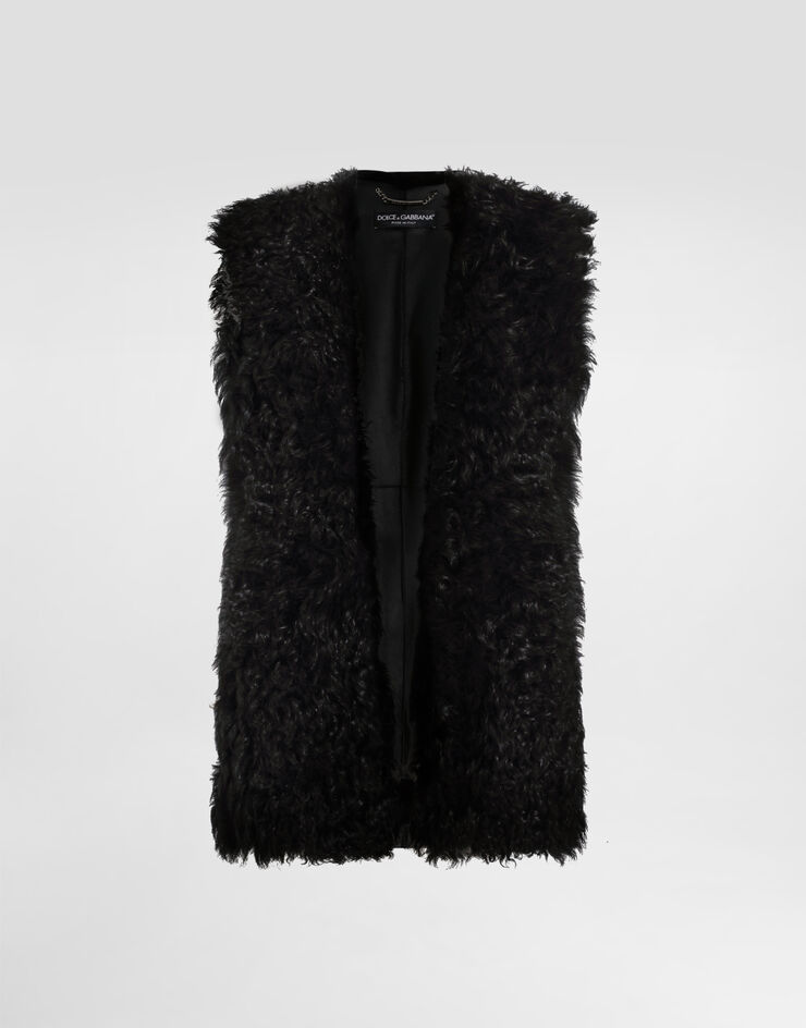 Dolce & Gabbana فيست كالغان من جلد خروف Black F793LFFUPPO