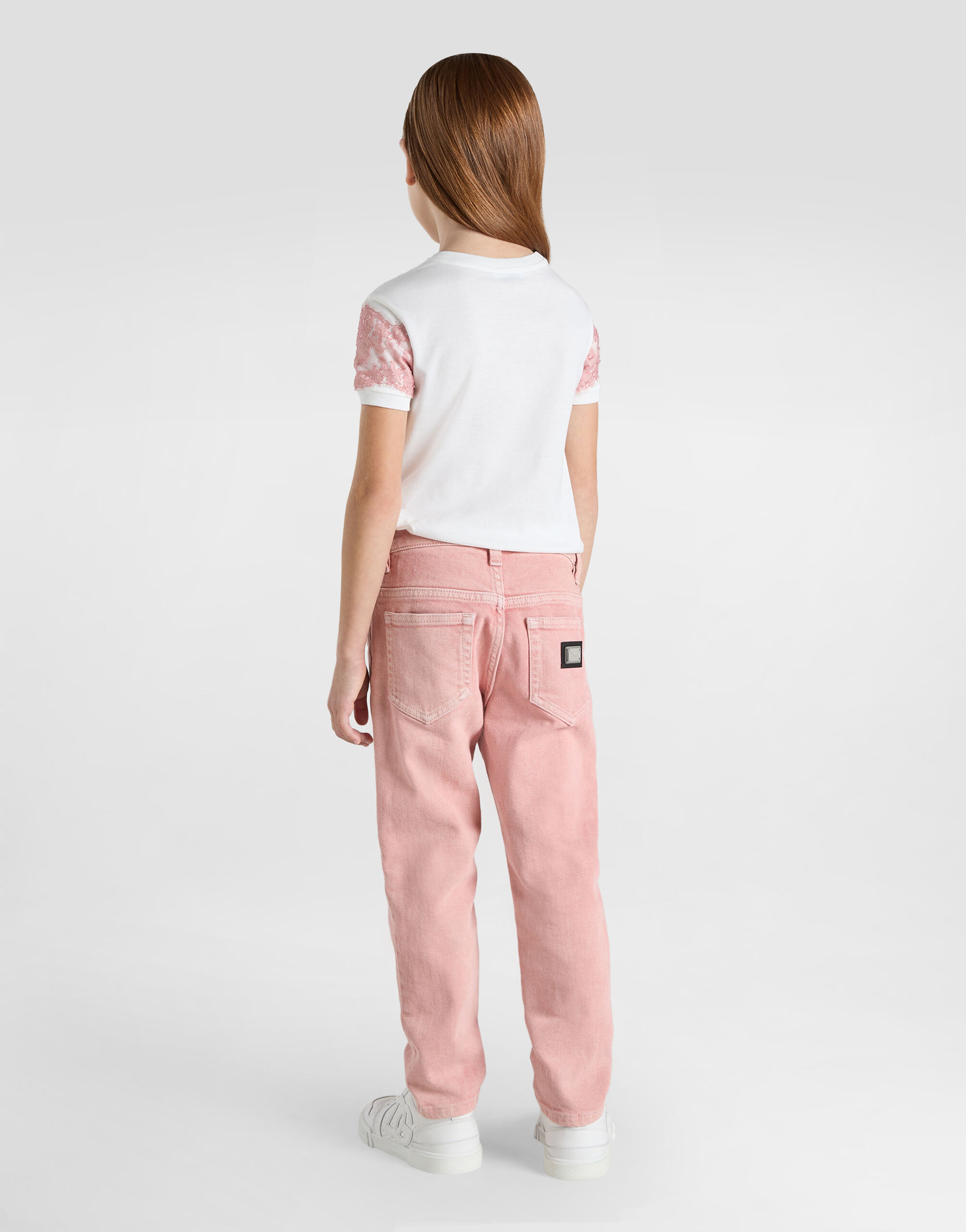 パンツ Dolce & Gabbana Pink Lace Pant Flared branded stretch lace pants in Pink for Women