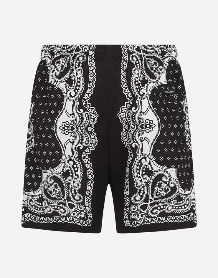 Dolce & Gabbana MEDIUM SWIMMING TRUNKS IN BANDANA PRINT BLACK M4A13THHMWF