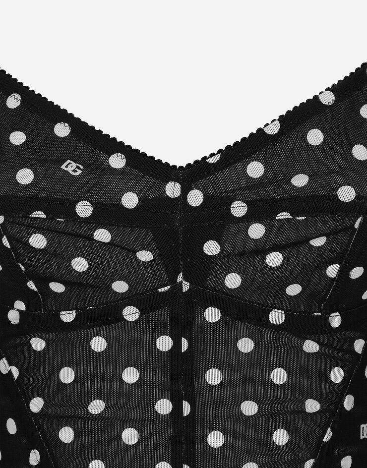 Dolce & Gabbana Polka-dot marquisette corset top Print F7AB8TFSUBG