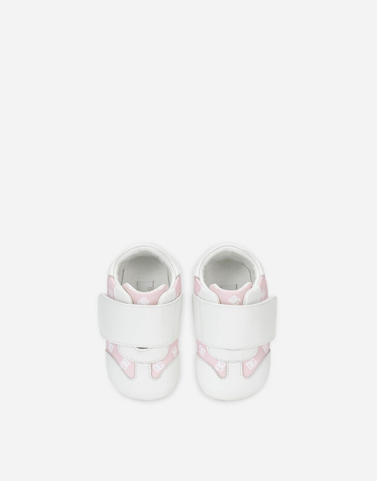 Dolce & Gabbana Sneaker newborn  in nappa stampa DG logo Bianco DK0117AU499