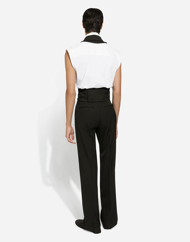 Dolce & Gabbana Sleeveless oversize poplin shirt White G5LV1TFU5T9