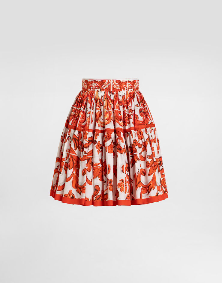 Dolce & Gabbana Majolica-print poplin short skirt Dolce & Gabbana Majolica-print poplin short skirt Multicolor F4CB1TGDDRL