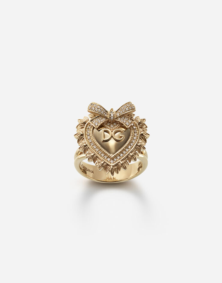 Dolce & Gabbana Devotion ring in yellow gold with diamonds YELLOW GOLD WRLD1GWDWYE