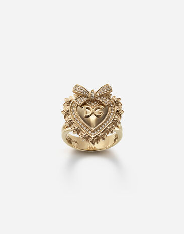 Dolce & Gabbana Devotion ring in yellow gold with diamonds Black BB6711AV893