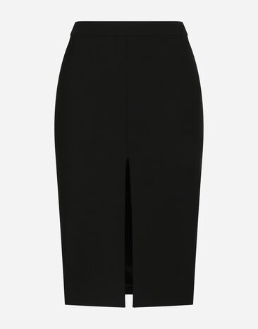 Dolce & Gabbana Wool midi pencil skirt with front slit Black F4CU2TFUBF1