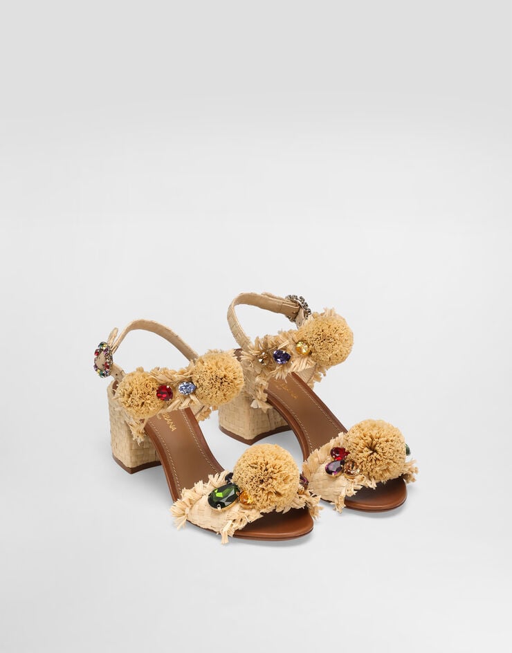 Dolce & Gabbana Sandalia con diseño trenzado desflecado y piedras Multicolor CR1889AM447
