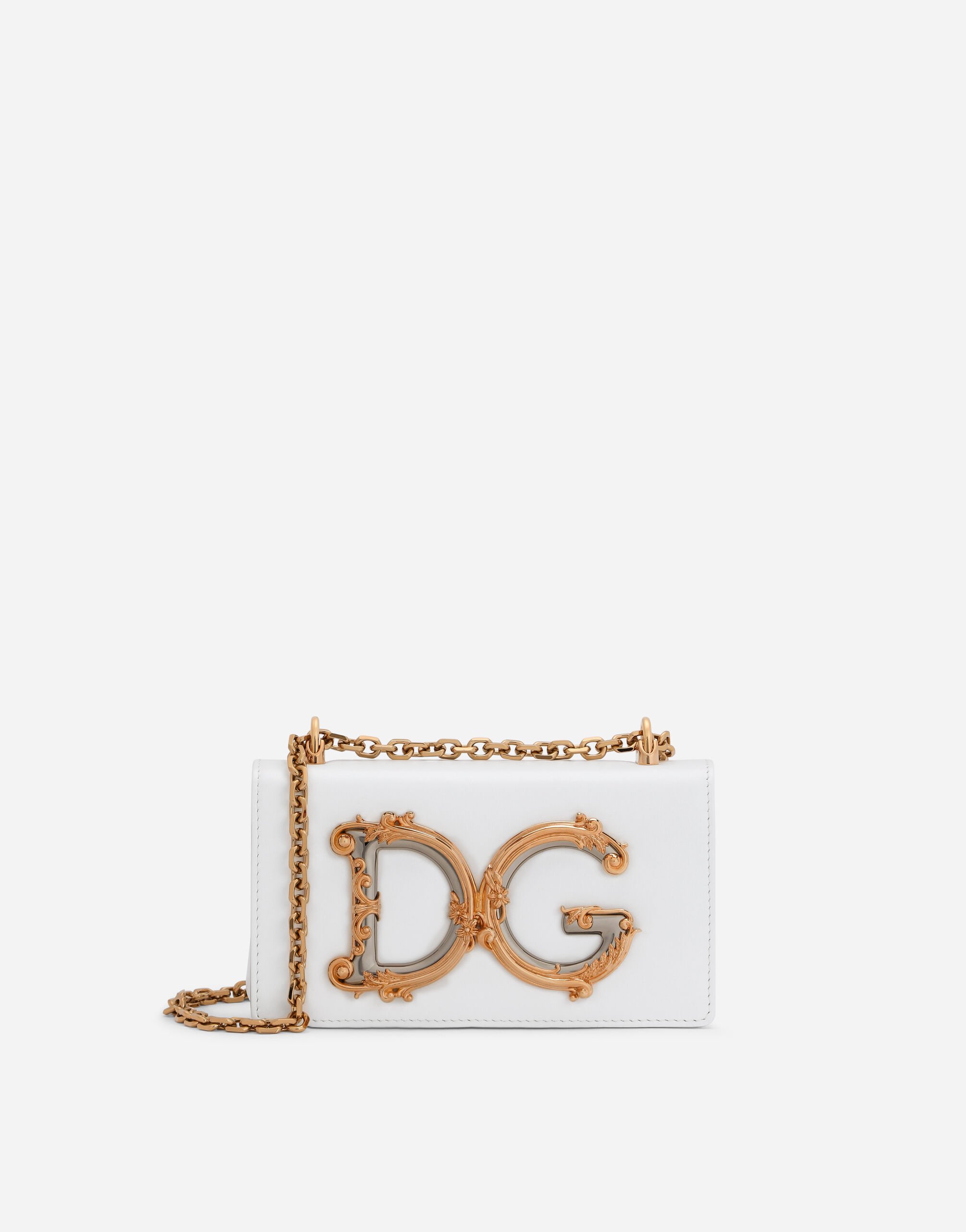 Dolce & Gabbana حقيبة الهاتف DG للبنات من جلد عجل برتقالي BI3279AS204