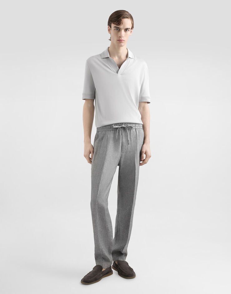 Dolce & Gabbana Polo de seda satinada Gris GXZ09ZJBSLV