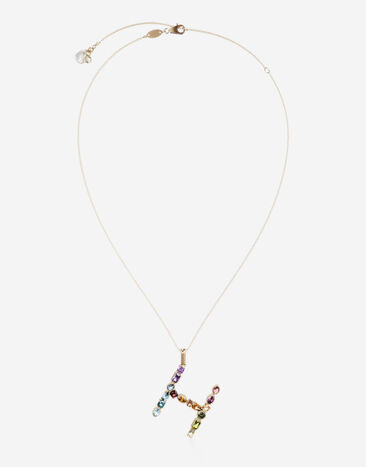 Dolce & Gabbana Rainbow alphabet H pendant in yellow gold with multicolor fine gems Gold WAMR2GWMIXS