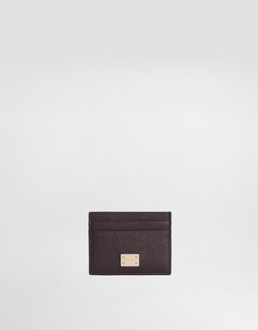 Dolce & Gabbana Tarjetero de piel de becerro con placa del logotipo Violeta BI0330A1001