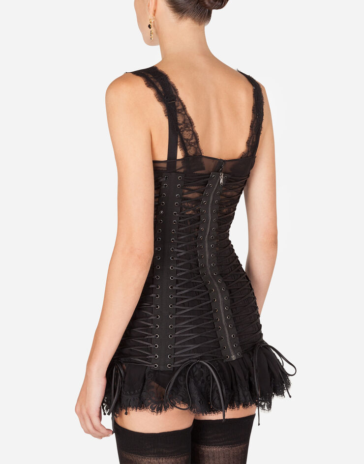 Dolce & Gabbana Cropped bustier top with laces BLACK FB297TFU1AU
