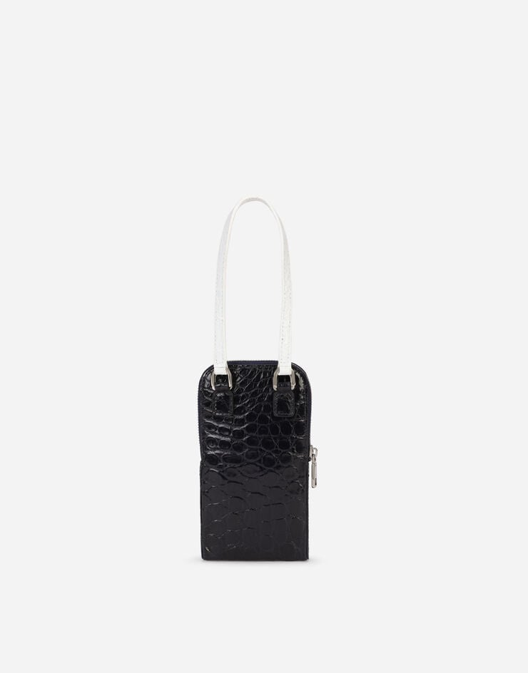 Dolce & Gabbana Smartphone-Tasche aus Alligator mit Logo-Heißprägung BLAU/WEISS BP2575A2V74