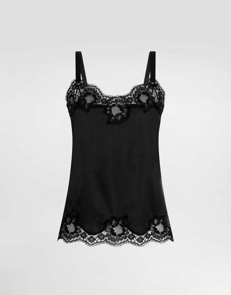 Dolce & Gabbana Lingerie top in satin and lace Black O7A00TONO13
