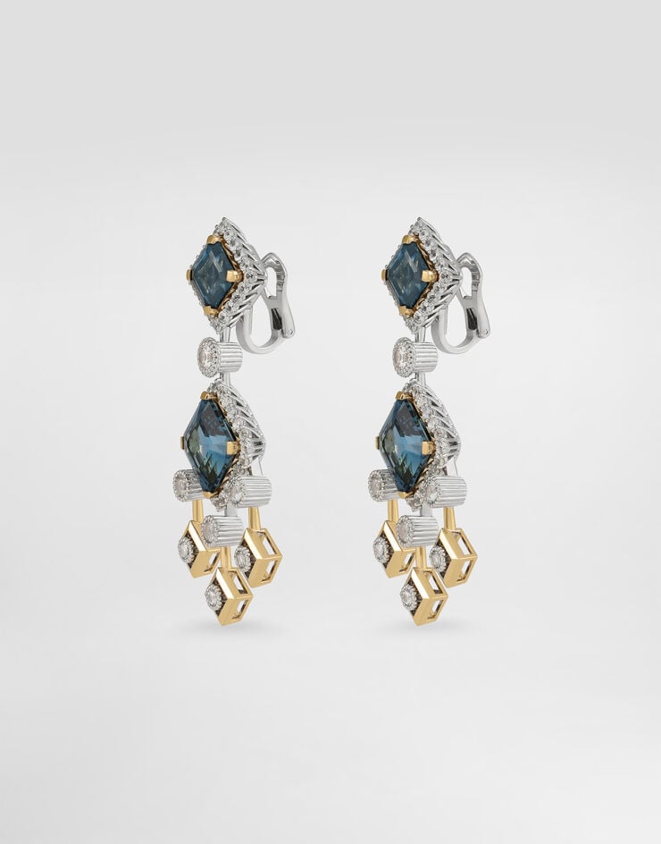 Dolce & Gabbana Eleganza Earrings 18-carat white and yellow gold, topazes, and sapphires Gold WESA3GWTOP1