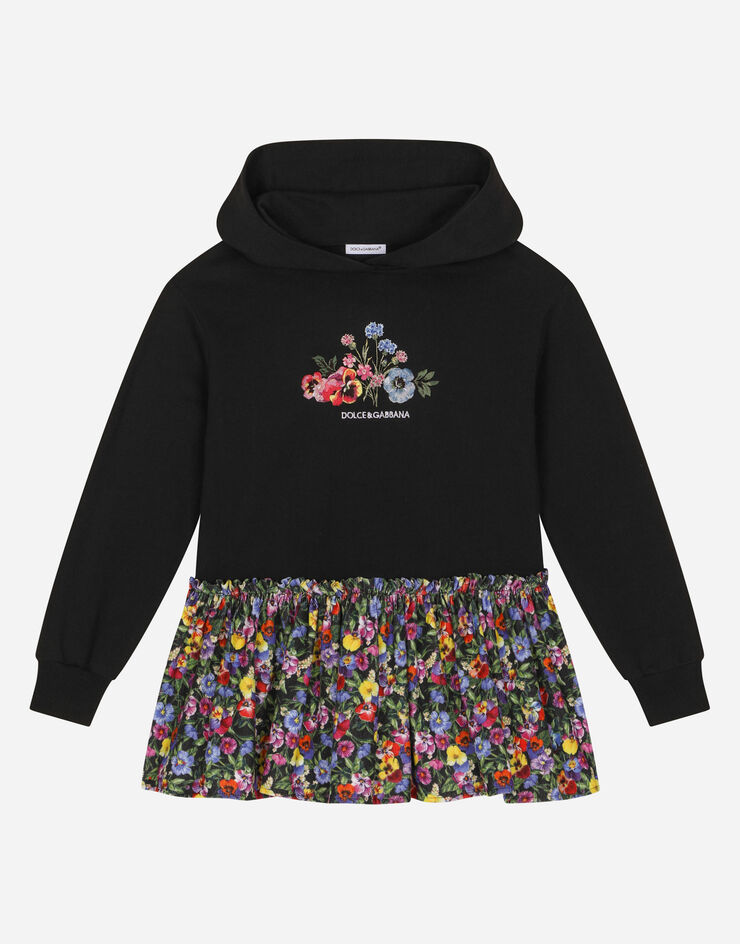 DolceGabbanaSpa Long-sleeved dress with hood and gathered skirt Multicolor L5JD6VG7KC8