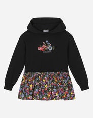 Dolce & Gabbana Long-sleeved dress with hood and gathered skirt Print LB7A19HS5QR