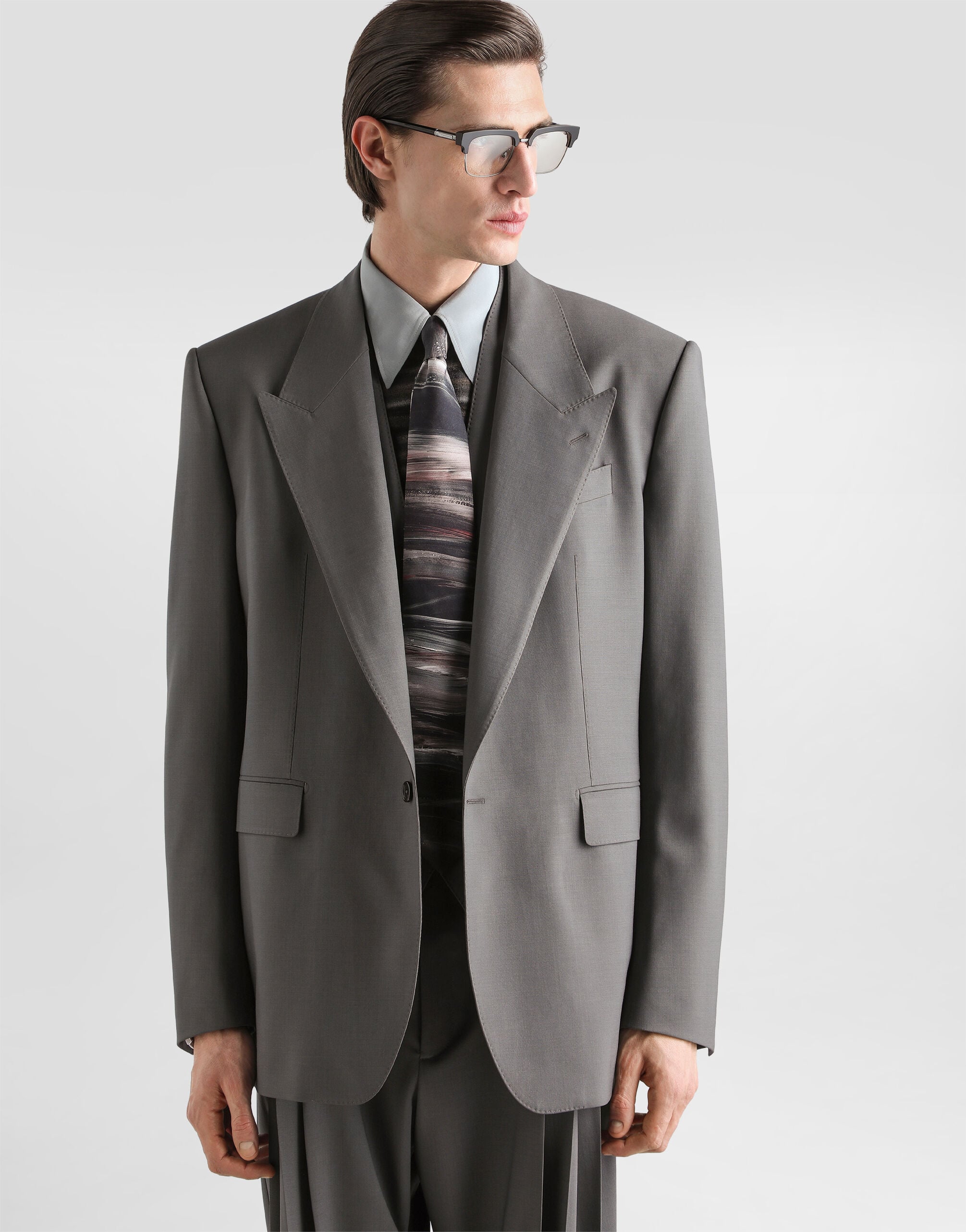 Palermo single-breasted wool jacket in Grey for Men | Dolce&Gabbana®