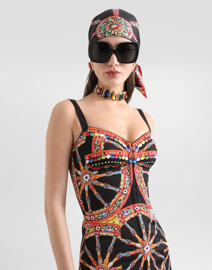 Dolce & Gabbana Carretto-print short charmeuse dress Dolce & Gabbana Carretto-print short charmeuse dress Multicolor F6JGSTGDDYO