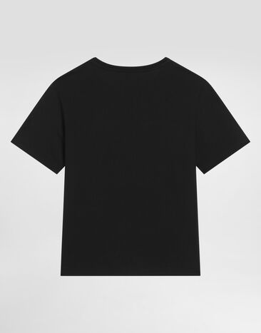 Dolce & Gabbana Jersey t-shirt with logo plate Black L4JT7TG7P1T