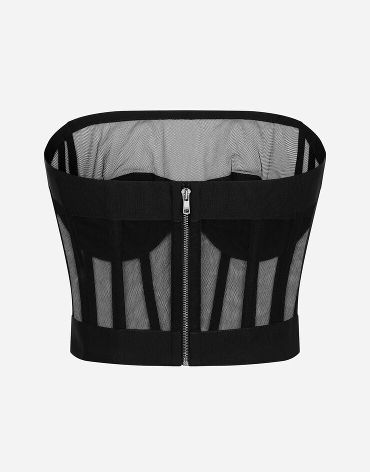 Dolce&Gabbana Tulle bustier top with boning Black F778QTFLMRW